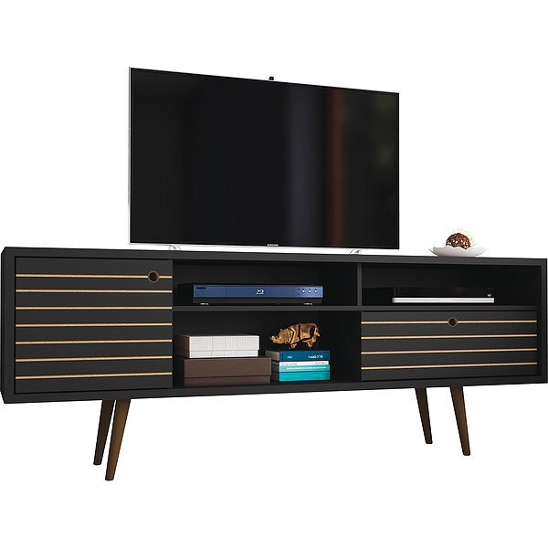 Manhattan Comfort TV Stand, Mid Century, Black, 70.86" - 202AMC8