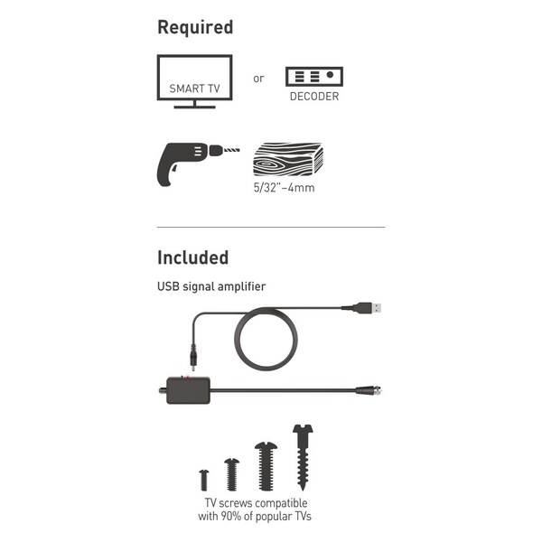 Barkan 40" - 90" Full Motion TV Wall Mount with Integrated Amplified HDTV Indoor Antenna - TVA48