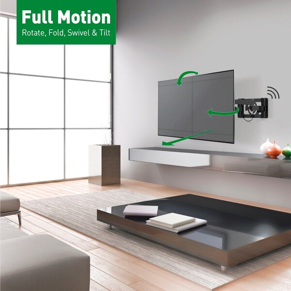 Barkan 40" - 90" Full Motion TV Wall Mount with Integrated Amplified HDTV Indoor Antenna - TVA48