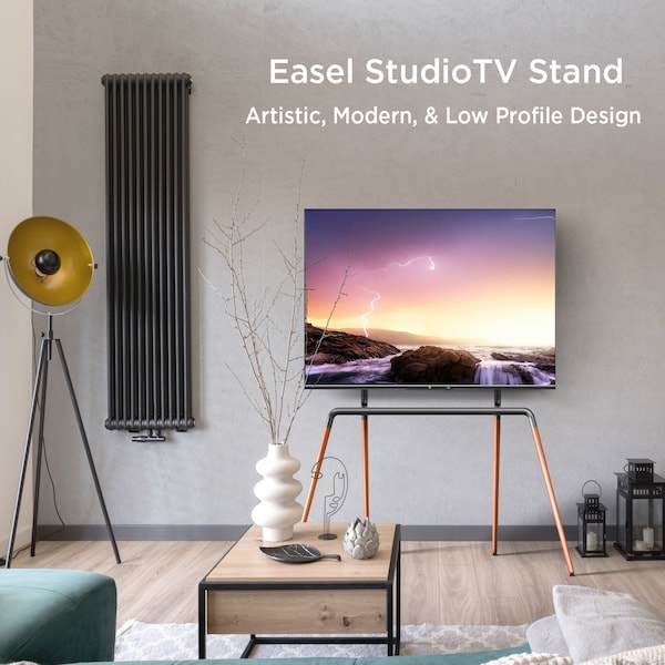 Promounts Artistic Wooden Easel TV Stand with Mount for TVs 42 in. - 84 in. up to 99 lbs - PFMSS6405