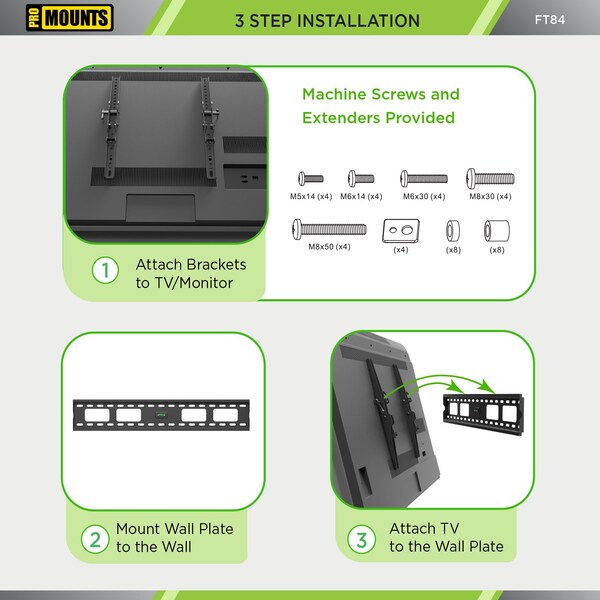 Promounts Tilt TV Wall Mount for TVs 50 in. - 92 in. Up to 165 lbs - FT84