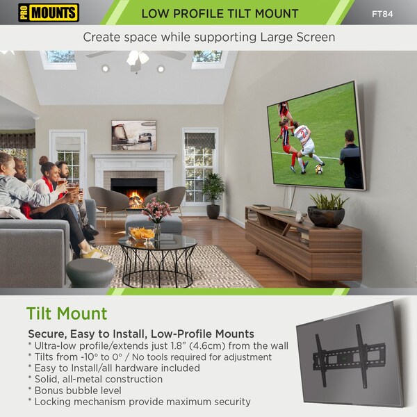 Promounts Tilt TV Wall Mount for TVs 50 in. - 92 in. Up to 165 lbs - FT84
