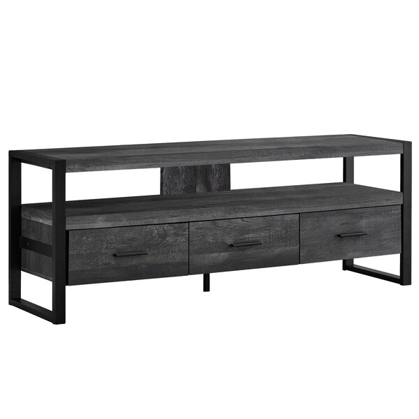 Monarch Specialties Tv Stand, 60 Inch, Console, Storage Drawers, Living Room, Bedroom, Metal, Black - I 2823