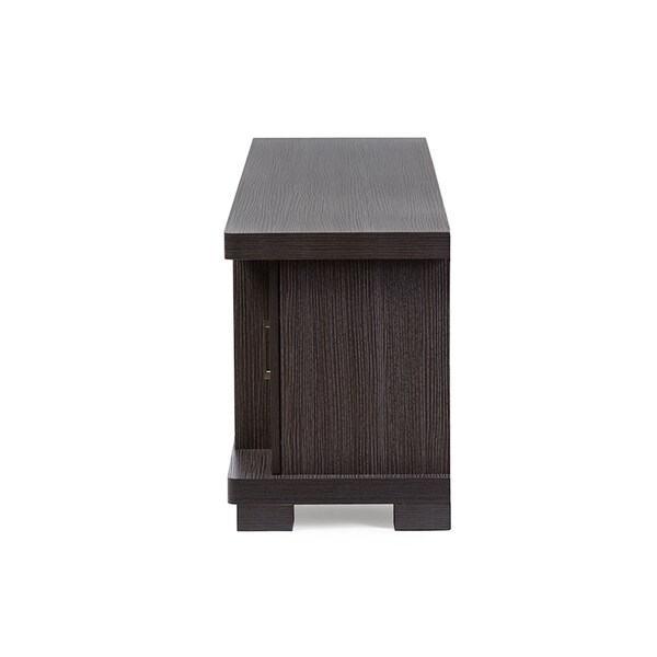 Baxton Studio Viveka 70-Inch Dark Brown TV Cabinet with 2 Glass Doors and 2 Doors - 118-6509