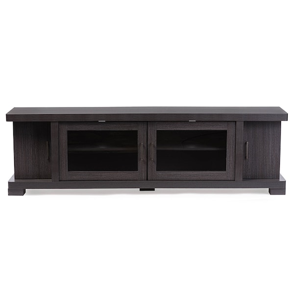 Baxton Studio Viveka 70-Inch Dark Brown TV Cabinet with 2 Glass Doors and 2 Doors - 118-6509