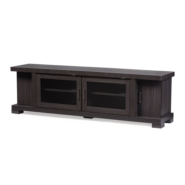 Baxton Studio Viveka 70-Inch Dark Brown TV Cabinet with 2 Glass Doors and 2 Doors - 118-6509