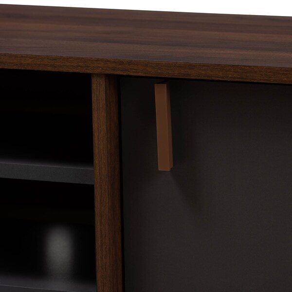 Baxton Studio Samuel Mid-Century Modern Brown and Dark Grey Finished TV Stand - 148-8669