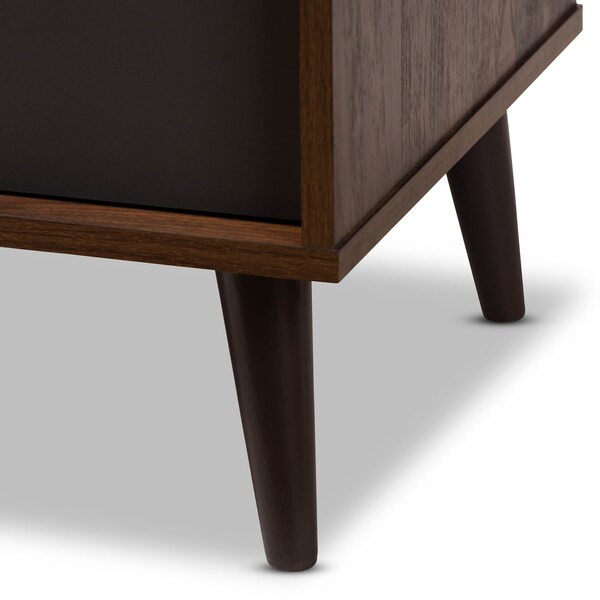 Baxton Studio Samuel Mid-Century Modern Brown and Dark Grey Finished TV Stand - 148-8669