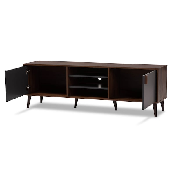 Baxton Studio Samuel Mid-Century Modern Brown and Dark Grey Finished TV Stand - 148-8669