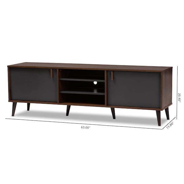 Baxton Studio Samuel Mid-Century Modern Brown and Dark Grey Finished TV Stand - 148-8669