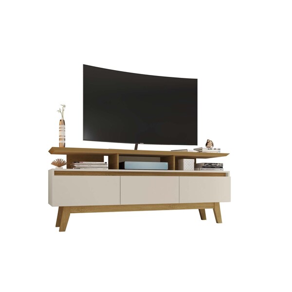 Manhattan Comfort Yonkers 62.99 TV Stand, Off White and Cinnamon - 233BMC12
