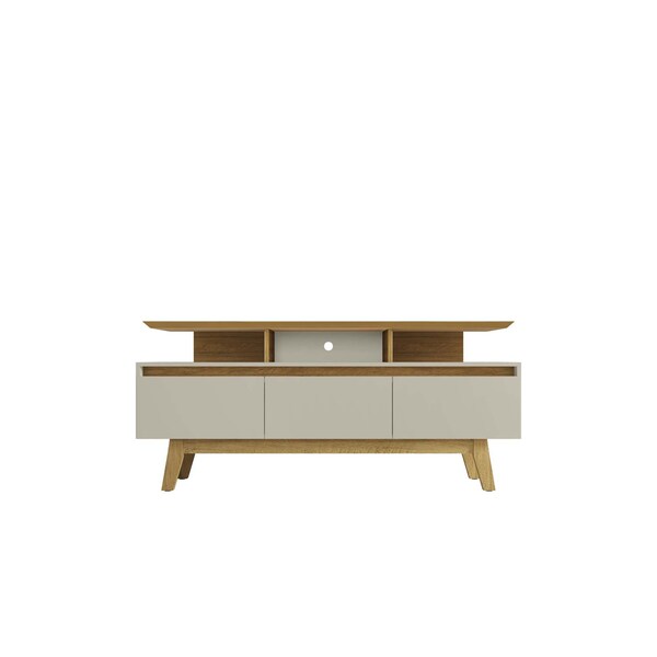 Manhattan Comfort Yonkers 62.99 TV Stand, Off White and Cinnamon - 233BMC12