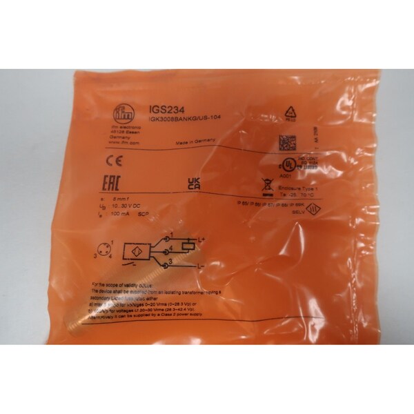 Sensor de proximidad de 10-30V-DC - IGS234 IGK3008BANKG/US-104