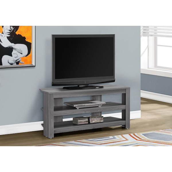 Monarch Specialties Tv Stand, 42 Inch, Console, Storage Shelves, Living Room, Bedroom, Laminate, Grey - I 2566
