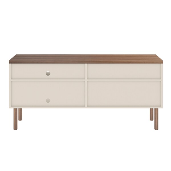 Manhattan Comfort Windsor 53.54 TV Stand, Off White and Nature - 3LC1