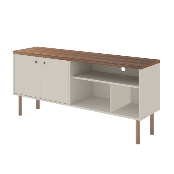 Manhattan Comfort Windsor 53.54 TV Stand, Off White and Nature - 3LC1