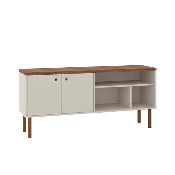 Manhattan Comfort Windsor 53.54 TV Stand, Off White and Nature - 3LC1