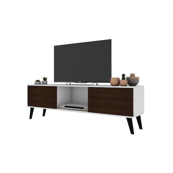 Manhattan Comfort Doyers 53.15 TV Stand, White and Nut Brown - 174AMC188