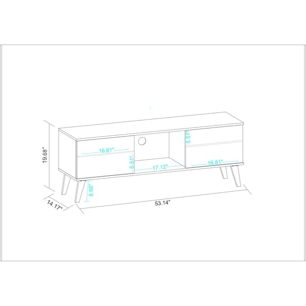 Manhattan Comfort Doyers 53.15 TV Stand, White and Nut Brown - 174AMC188