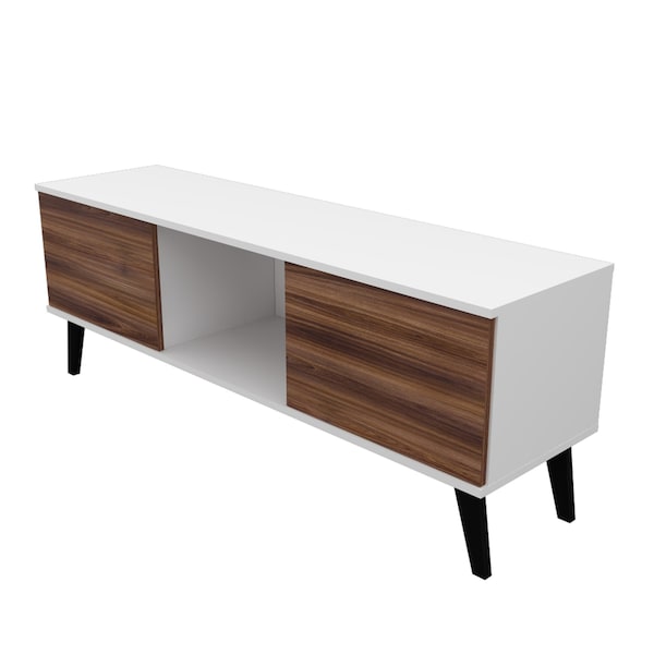 Manhattan Comfort Doyers 53.15 TV Stand, White and Nut Brown - 174AMC188