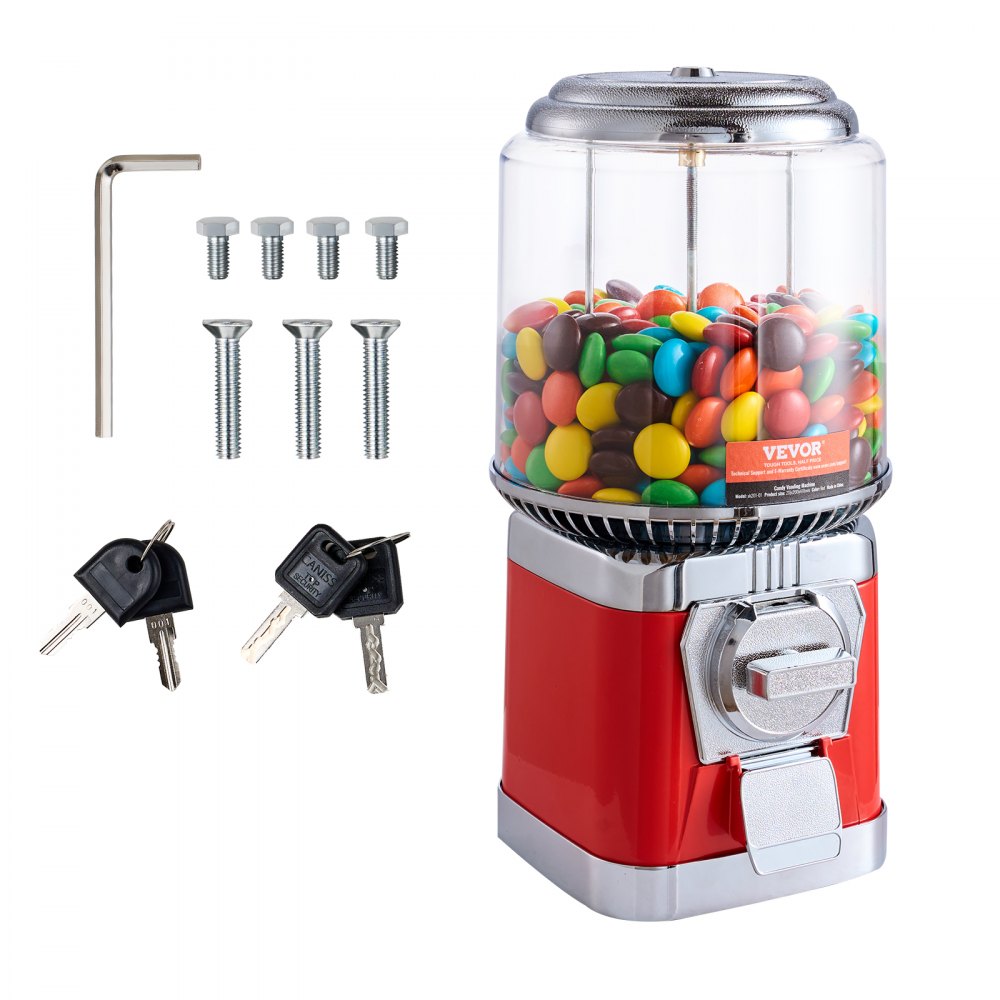 VEVOR 16"H Gumball Machine Vending Coin Bank Vintage Candy Dispenser PC Red - TSTGFMJ1TYX1Q1NDLV0