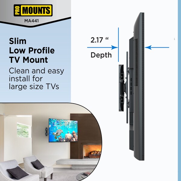 Promounts Full Motion TV Wall Mount for TVs 32 in. - 65 in. Up to 70 lbs - MA441