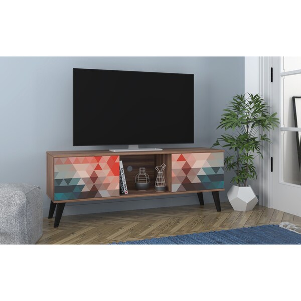 Manhattan Comfort Doyers 53.15 TV Stand, Multi Color Red and Blue - 174AMC213