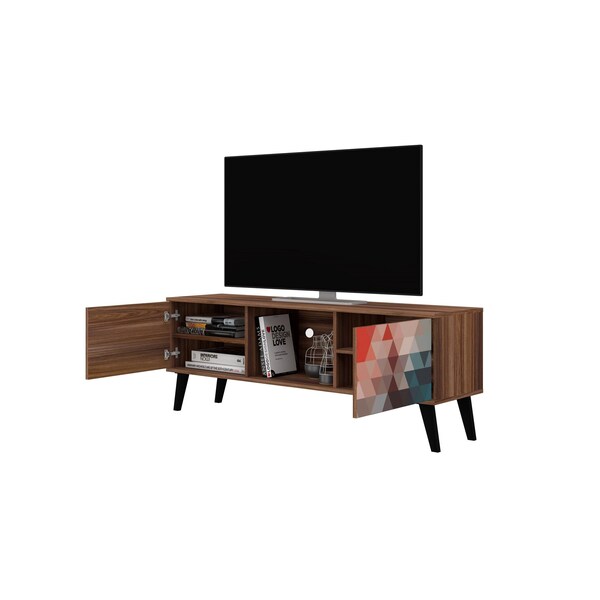 Manhattan Comfort Doyers 53.15 TV Stand, Multi Color Red and Blue - 174AMC213