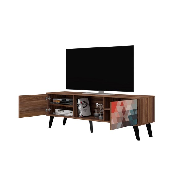 Manhattan Comfort Doyers 70.87 TV Stand, Multi Color Red and Blue - 176AMC213