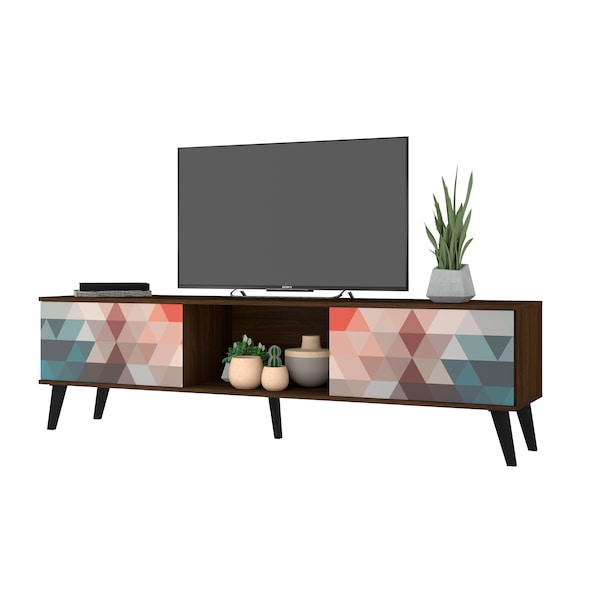 Manhattan Comfort Doyers 70.87 TV Stand, Multi Color Red and Blue - 176AMC213