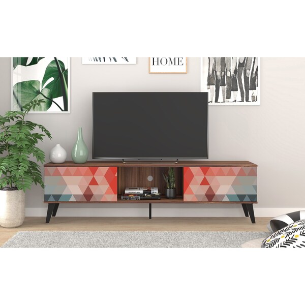 Manhattan Comfort Doyers 70.87 TV Stand, Multi Color Red and Blue - 176AMC213