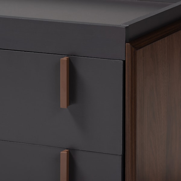 Baxton Studio Rikke Two-Tone Gray and Walnut Finished Wood 2-Drawer TV Stand - 152-9152