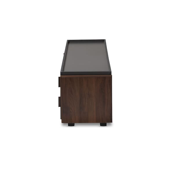 Baxton Studio Rikke Two-Tone Gray and Walnut Finished Wood 2-Drawer TV Stand - 152-9152