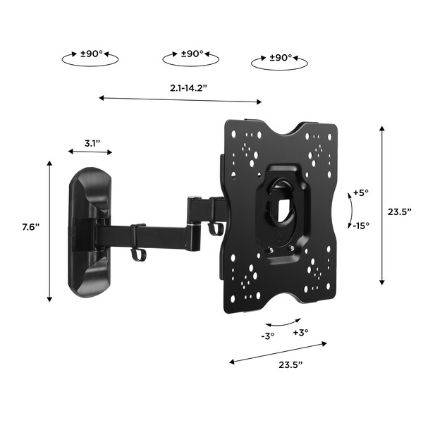Promounts Full Motion TV Wall Mount for TVs 17 in. - 42 in. Up to 44 lbs - UA-PRO110
