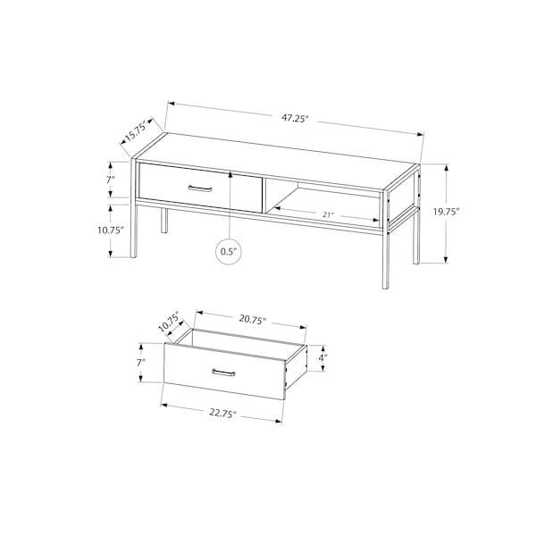 Monarch Specialties Tv Stand, 48 Inch, Console, Storage Drawer, Living Room, Bedroom, Laminate, Brown - I 2876