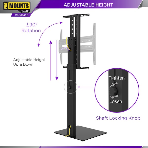 Promounts Modern TV Stand with Landscape and Portrait Rotating Mount for TVs 37 in. - 72 in. Up to 88 lbs - PTMSS6402