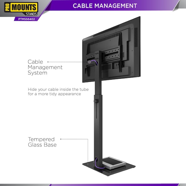Promounts Modern TV Stand with Landscape and Portrait Rotating Mount for TVs 37 in. - 72 in. Up to 88 lbs - PTMSS6402