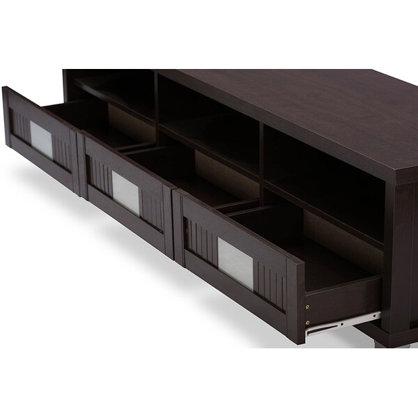 Baxton Studio Gerhardine Wood 63-Inch TV Cabinet with 3-drawer - 118-6502