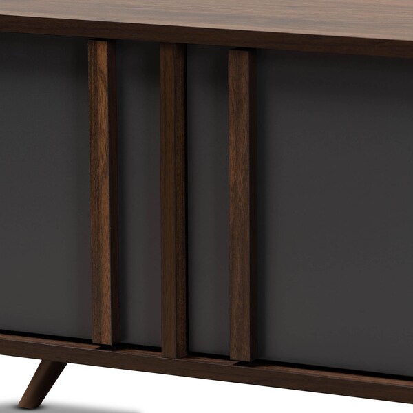 Baxton Studio Naoki Grey and Walnut Finished Wood 2-Door TV Stand - 168-10927