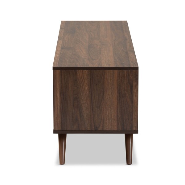 Baxton Studio Naoki Grey and Walnut Finished Wood 2-Door TV Stand - 168-10927