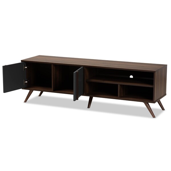 Baxton Studio Naoki Grey and Walnut Finished Wood 2-Door TV Stand - 168-10927