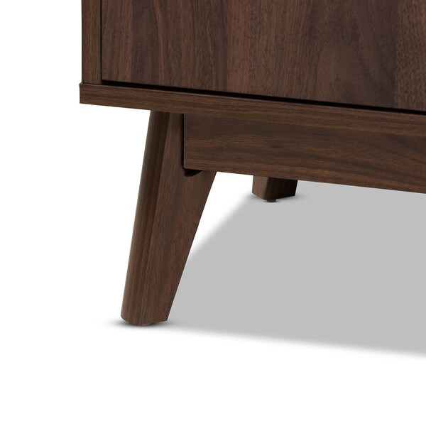 Baxton Studio Lena Mid-Century Walnut Brown Finished 2-Drawer Wood TV Stand - 157-9779