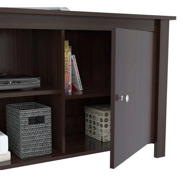 Inval TV Stand 63 in. W Espresso Fits TVs Up to 60 in. with Storage Doors - MTV-12119