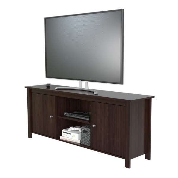 Inval TV Stand 63 in. W Espresso Fits TVs Up to 60 in. with Storage Doors - MTV-12119