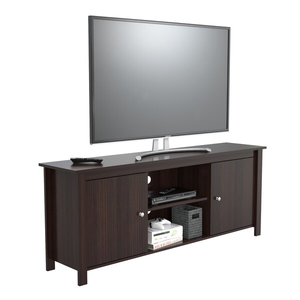 Inval TV Stand 63 in. W Espresso Fits TVs Up to 60 in. with Storage Doors - MTV-12119