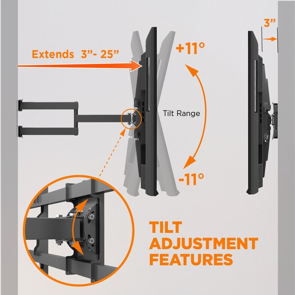 Promounts Full Motion TV Wall Mount for TVs 50 in. - 110 in. Up to 185 lbs - OMA8601