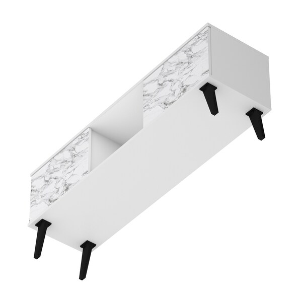 Manhattan Comfort Doyers 53.15 TV Stand, White and Marble Stamp - 174AMC208
