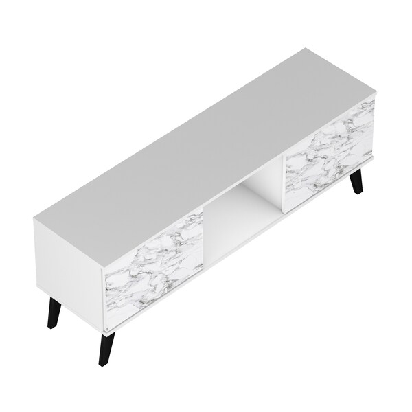 Manhattan Comfort Doyers 53.15 TV Stand, White and Marble Stamp - 174AMC208