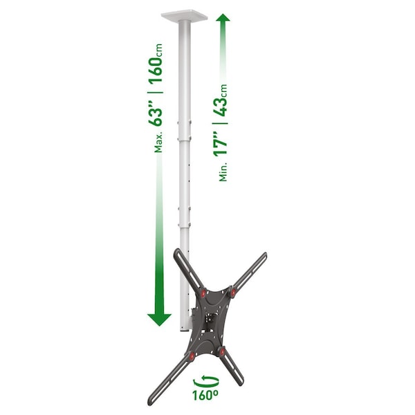 Barkan Barkan 13 - 75 inch Full Motion - 3 Movement Flat / Curved Long TV Ceiling Mount White & Black - 4500L