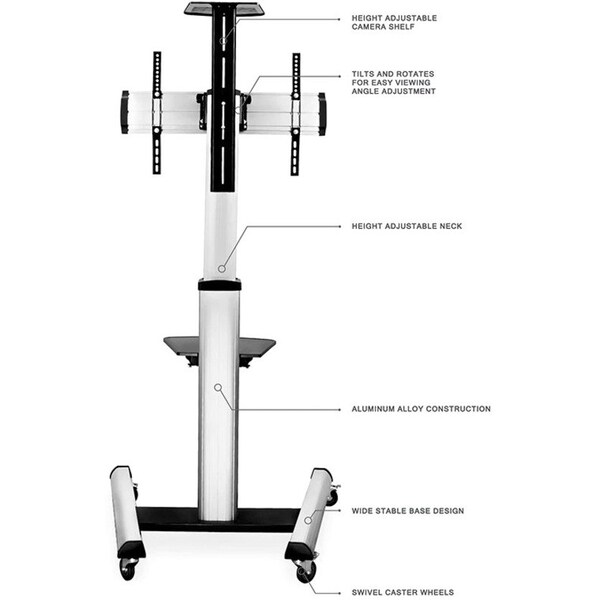 Mount-It Mount-It! Heavy Duty Mobile TV Cart, MI-875 - 110 lb Capacity - 4 Casters - MI-875